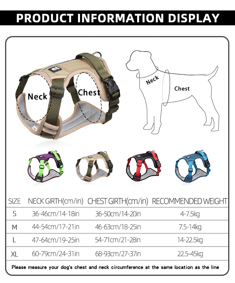Reflective Adjustable Dog Harness for Medium Large Dog Labrador Army Oxford Cloth Training Vest Walk The Dog Comfortable Durable - Zecs shopping