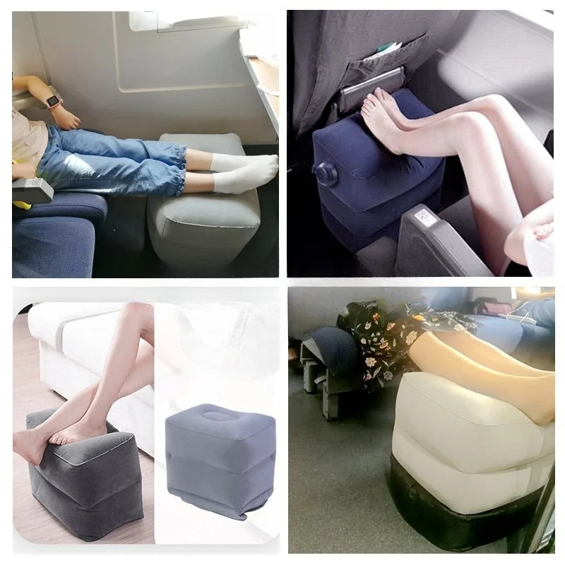 A portable inflatable outdoor travel footstool with three-layer leg cushions for multi-purpose use - Zecs shopping