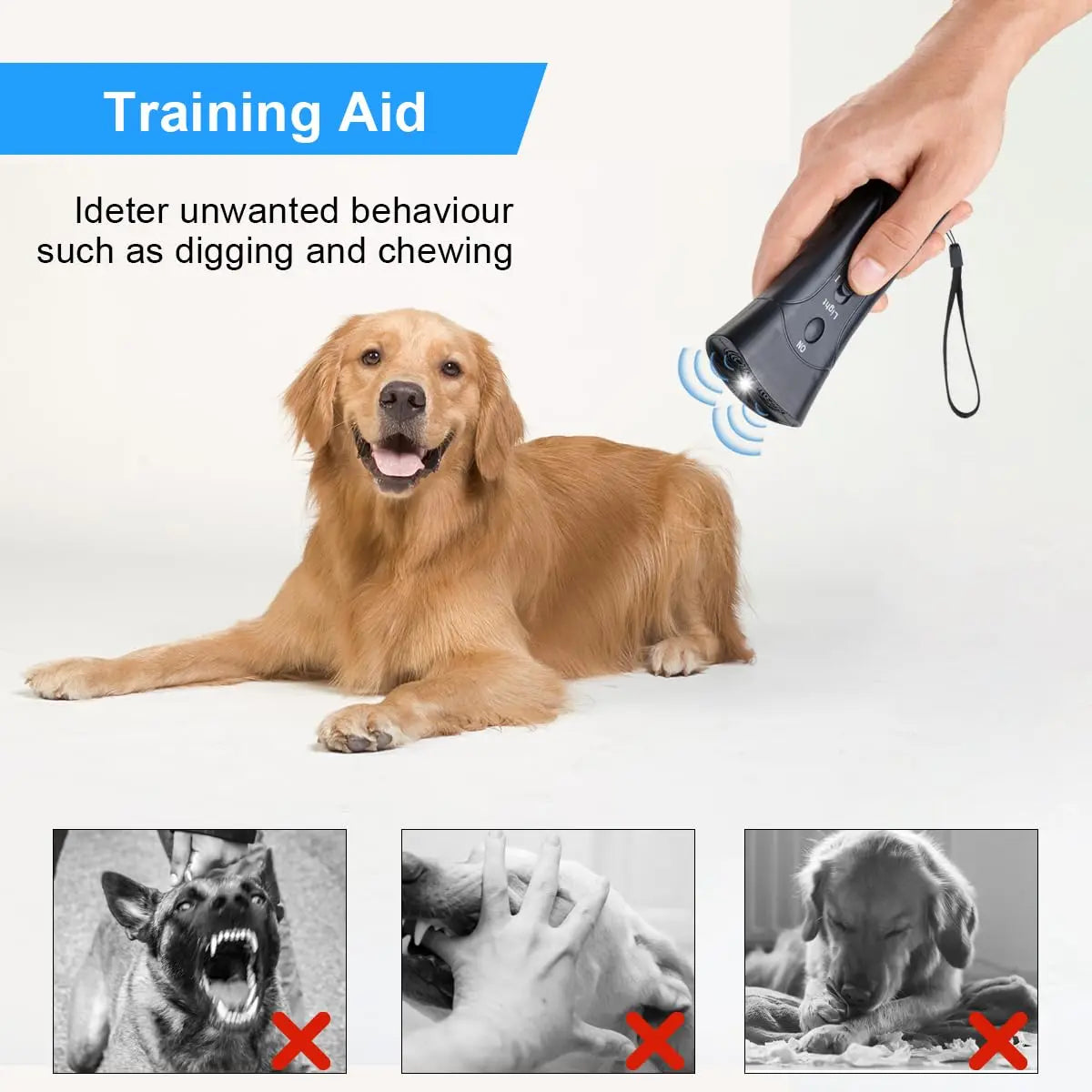 Pet Dog Repeller Anti Barking Stop Bark Training Device Trainer LED Ultrasonic Anti Barking Ultrasonic Without Battery - Zecs shopping