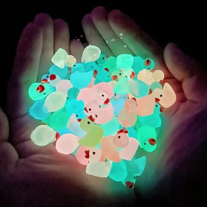 Luminous Duckling Cute Animal Ornament diy Car Ornament Bedroom Decoration Accessories Micro Landscape Ornament 100Pcs - Zecs shopping