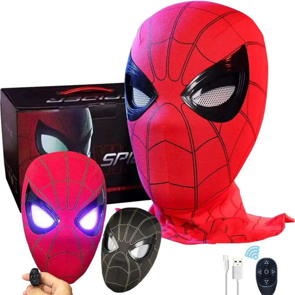 Spiderman Mask Eyes Movable Remote Control Peter Parker Spiderman Toys Children Halloween Cosplay Costume Mask Christmas Gifts Fun Gift for Kids & Family