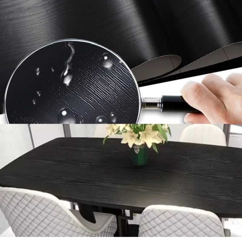 Black wood grain thickening wallpaper boeing film furniture kitchen cabinet pvc self-adhesive stickers kitchen vinyl wallpaper