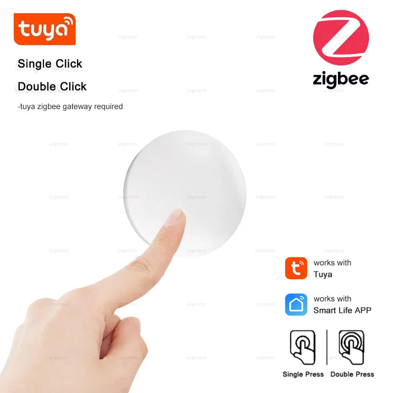 Tuya ZigBee Button Scene Switch Battery Powered Smart Switch Intelligent Linkage Automation Work With Smart Life Zigbee Devices