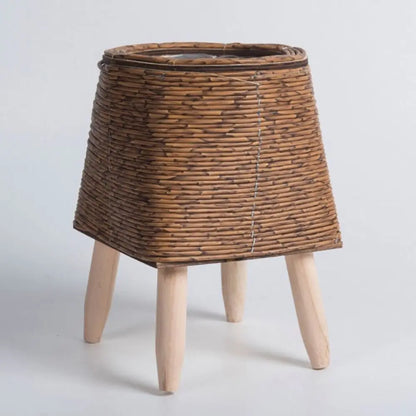 Fashion Rattan Woven Flower Pot Creative Flower Planters With Removable Legs Durable Hand Wove Plant Stand - Zecs shopping