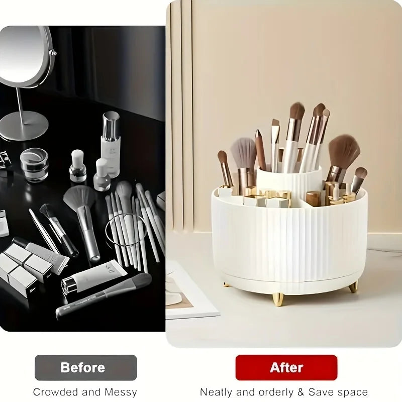 -degree Rotating Cosmetic Storage Box -cosmetic Storage Box with Compartments - Multi-functional Storage Box for Brushes
