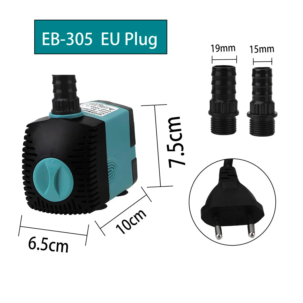 Fish Tank Fountain Energy-saving Aquarium Pump Ultra-Quiet Filter Fish Pond EUUS Plug W Submersible Water Pump