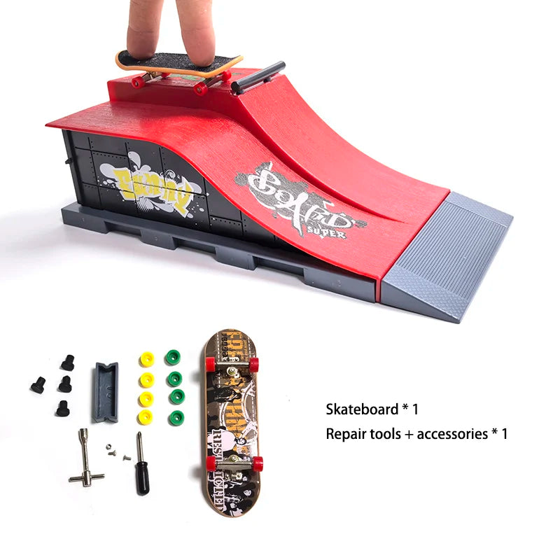 Finger Skatepark Set Professional Tech Practice Deck Platform Stunt Finger Skateboard Diy Assemble Ramp Park Kits Toys