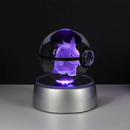 Pokemon 3D Crystal Ball LED Night Light – Pikachu, Gengar, Eevee & Mewtwo Collectible Lamp