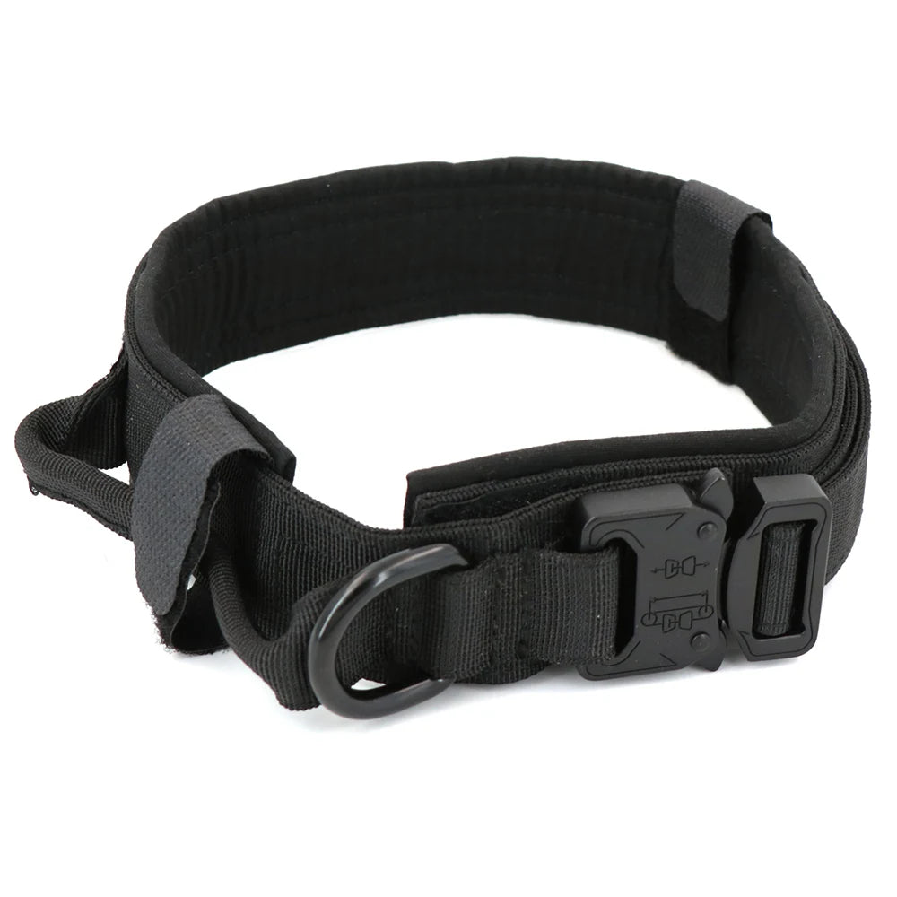 Tactical Military Dog Collar Adjustable Nylon Dog Collar with Control Handle and Metal Buckle for Medium and Large Dogs - Zecs shopping
