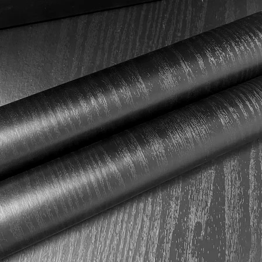 Black Wood Grain Wallpaper Self-adhesive Furniture Color Changing Wardrobe Stickers Home Decoration Materials and Supplies