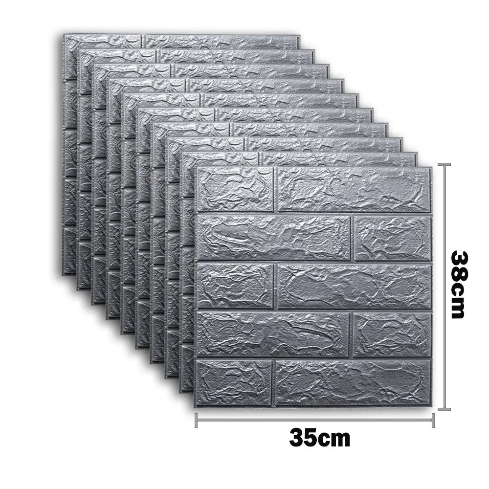 pcs Self Adhesive Decor D Foam Wall Stickers Pane Room Waterproof peel and stick Brick Wallpaper for Interior Decoration