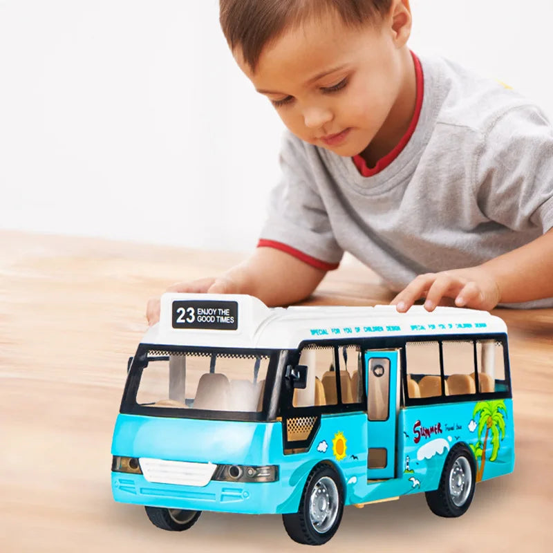 School Bus Toys Cars Die Cast Little Cars City Bus With Sound And Light Up Friction Powered Cars Play Toys Gift For Kids