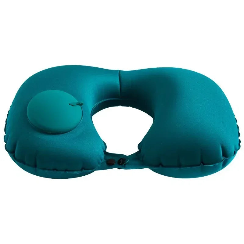 U-Shaped Inflatable Travel Pillow Portable Air Neck Support Cushion Comfortable Sleeping Press to inflate pillow - Zecs shopping
