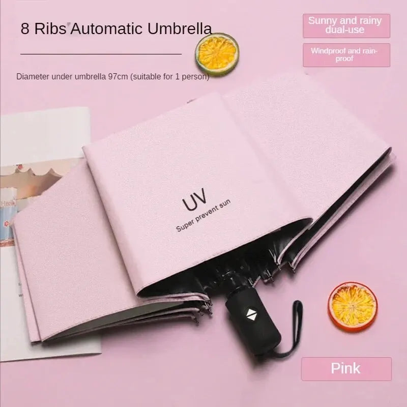 1pc Mini Folding Automatic Umbrella Portable Windproof Light Children Parasol Umbrella Anti UV Rain Sun Umbrella - Zecs shopping