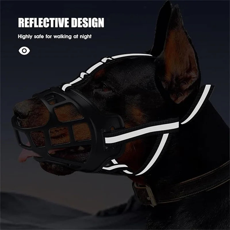 Reflect Light Dog Mouth Guard Cover Comfy Breathable Basket Muzzle Against Biting Barking Dog Mask Anti-barking Muzzle For Pets
