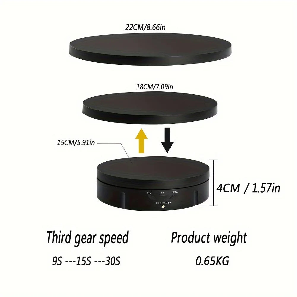 Speeds Electric Rotating Display Stand Mirror Degree Turntable Jewelry Holder BatteryUSB Power for Photography Shooting