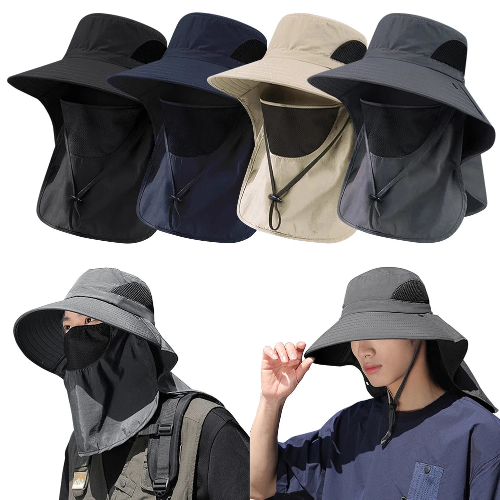 Set Summer Sun Hats Neck Flap Fisherman Hat UV Protection Outdoor Hunting Fishing Cap For Hiking Camping Visor Bucket Hat