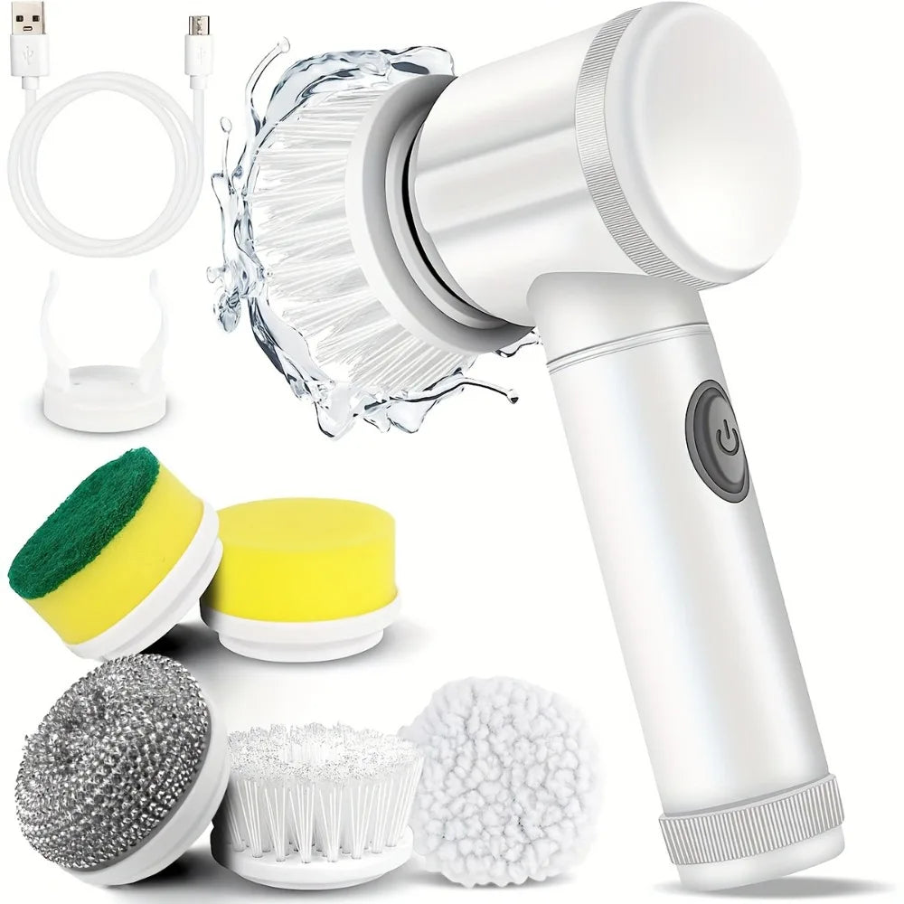Electric Spin Scrubber With Replaceable Brush Head Power Electric Cleaning Brush Handheld Rechargeable Shower Scrubber