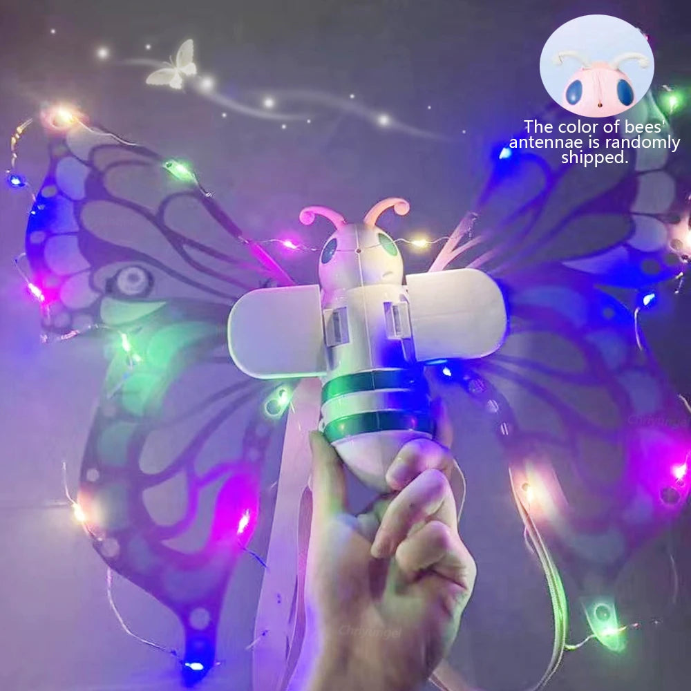 Electric Butterfly Wings Moving Elf Wing With Light Fairy Wings For Kids Birthday Christmas Cosplay Dress Up Angel Girls Toy
