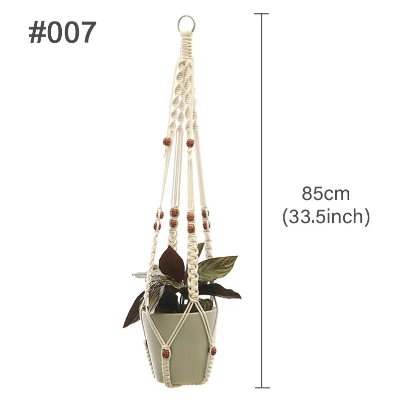 Hanging Plant Handmade Macrame Plant Hanger Flower Pot Planter Hanger Wall Decor Courtyard Garden Hanging Planter Hanging Basket - Zecs shopping