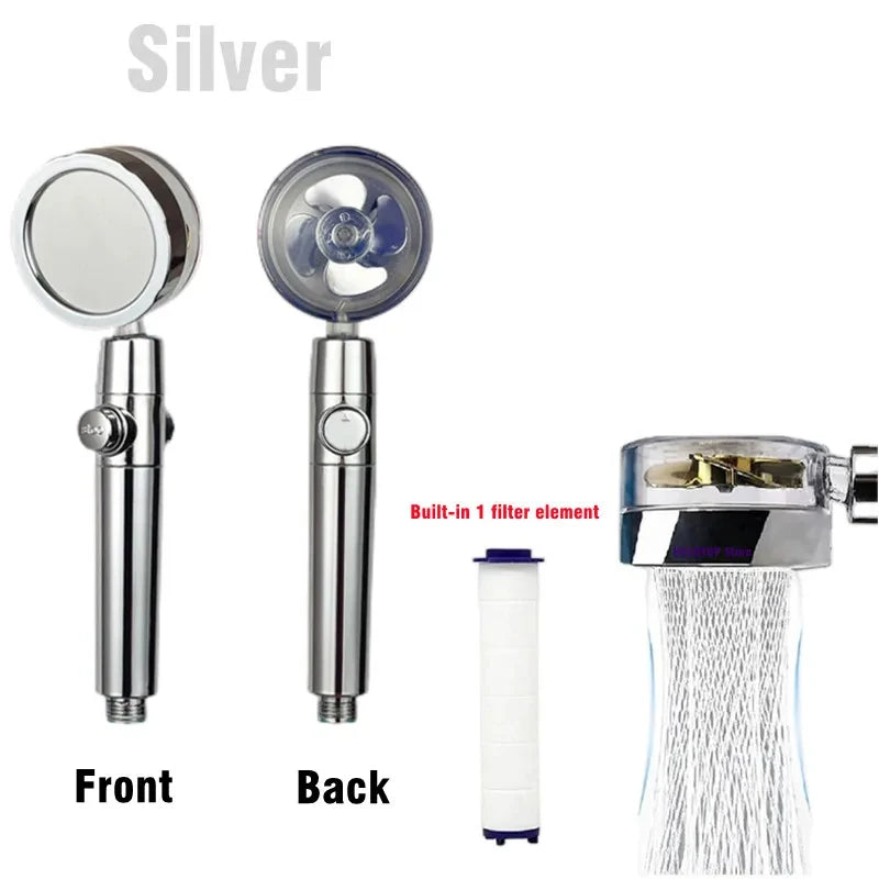 Handheld Degrees Rotation Turbo Fan Shower Head High Pressure Water Saving Spray Showerhead Filters Bathroom Accessories