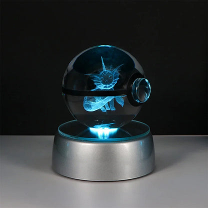 Pokemon 3D Crystal Ball LED Night Light – Pikachu, Gengar, Eevee & Mewtwo Collectible Lamp
