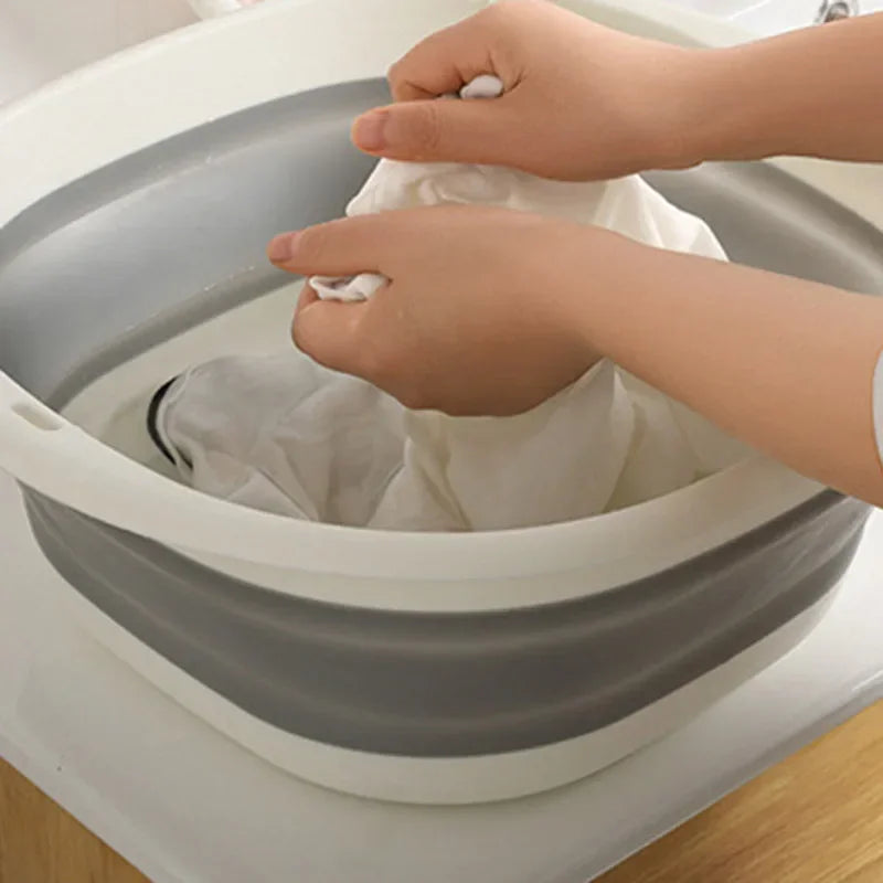 Plastic Folding Wash Basin Portable Laundry Tub for Home Bathroom Kitchen Adult & Baby Bath Basin Travel Wash Basket