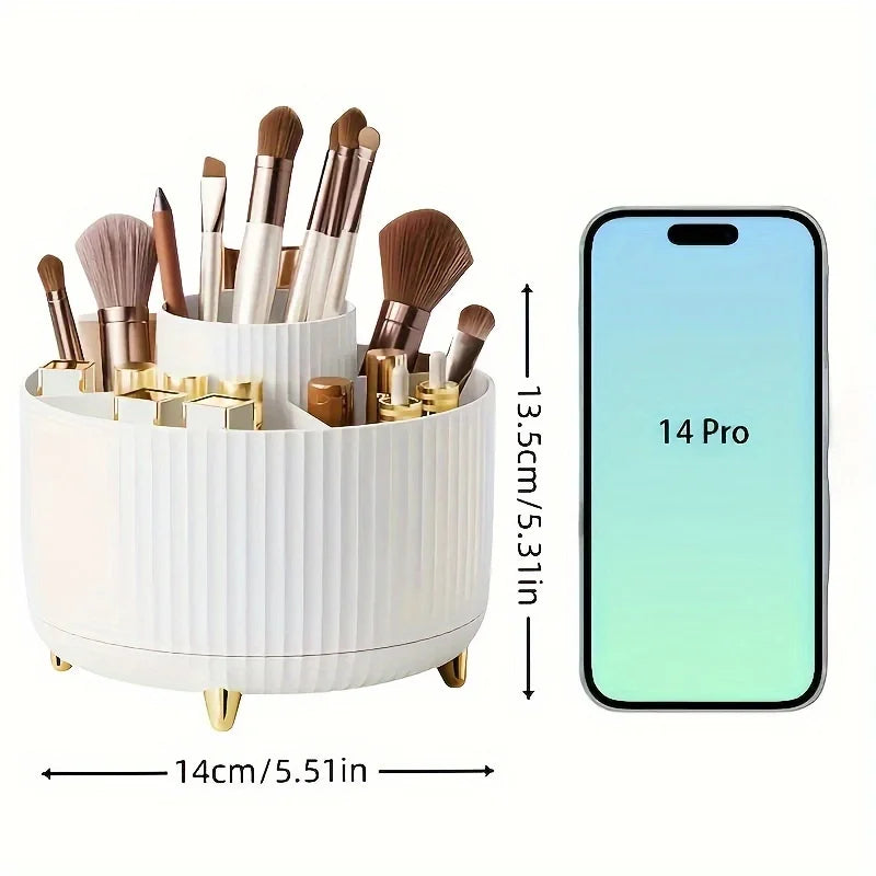 -degree Rotating Cosmetic Storage Box -cosmetic Storage Box with Compartments - Multi-functional Storage Box for Brushes