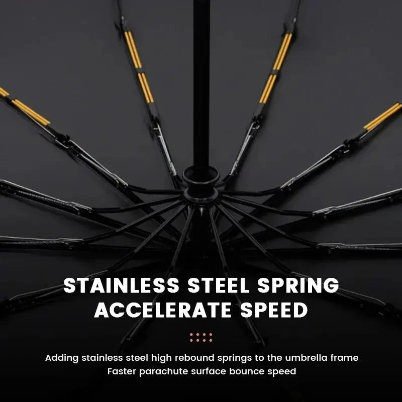 Bone Black Glue Fully Automatic Umbrella With Thick And Durable Keel Three Fold Umbrella UV Resistant Folding Umbrella