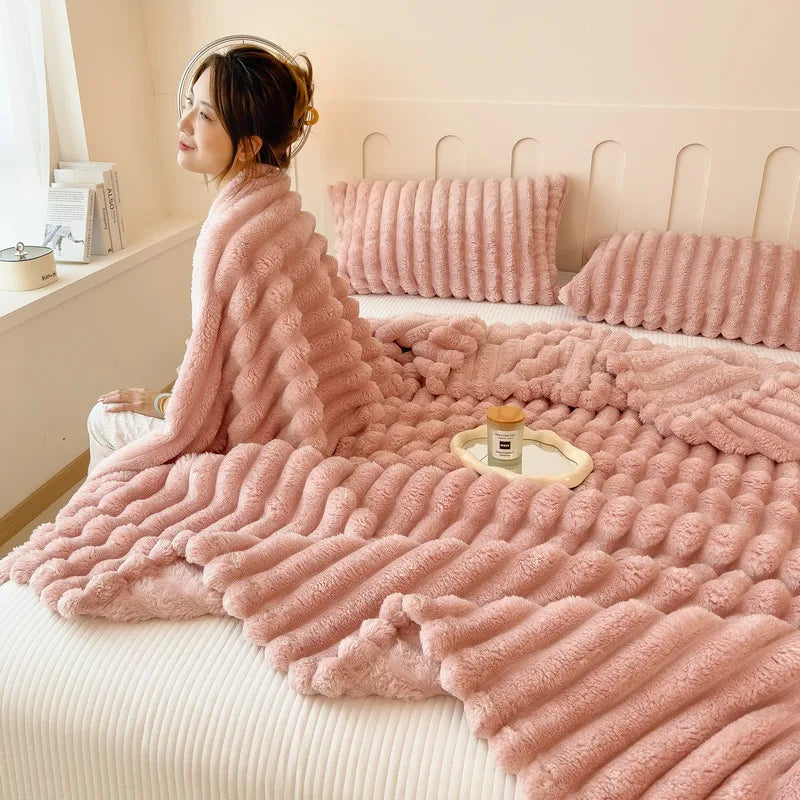 Multi Functional Striped Blanket For Warmth And Comfort - Zecs shopping