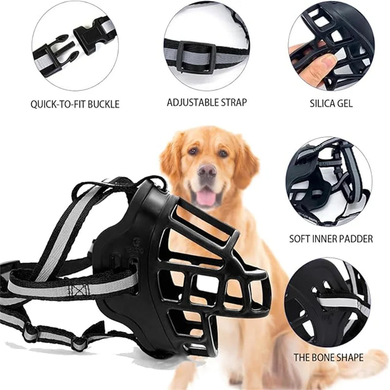 Reflect Light Dog Mouth Guard Cover Comfy Breathable Basket Muzzle Against Biting Barking Dog Mask Anti-barking Muzzle For Pets