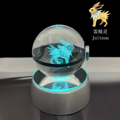 Pokemon 3D Crystal Ball LED Night Light – Pikachu, Gengar, Eevee & Mewtwo Collectible Lamp