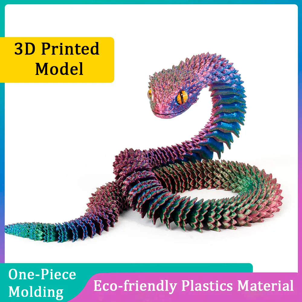 3D Printed Snake Decoration Colorful Model 3D Printed Animals Creative Toy Desk Accessories Room Decor Table Ornament 3 Sizes - Zecs shopping
