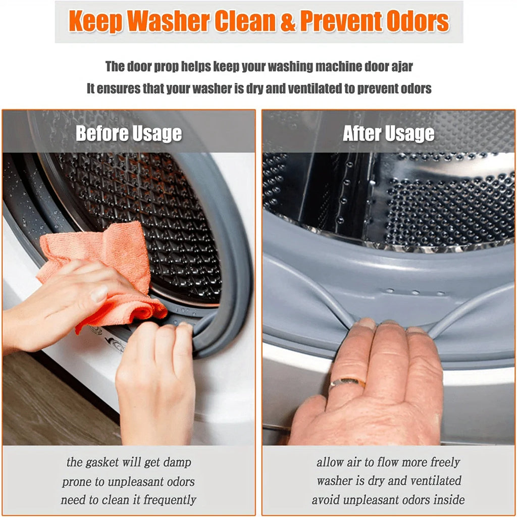 Magnetic Washer Door Prop-Stabilizer for Front Load Machines-Easy-Install Flex Design-Fits Most Washers & RV Laundry Doors