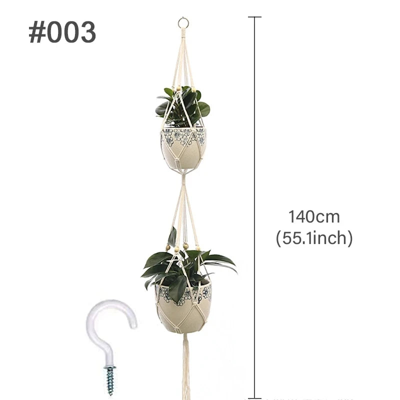 Hanging Plant Handmade Macrame Plant Hanger Flower Pot Planter Hanger Wall Decor Courtyard Garden Hanging Planter Hanging Basket - Zecs shopping