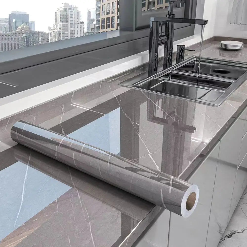 cm Marble Kitchen Oil-Proof Film Stove Waterproof Self-Adhesive Wallpaper Countertop Cabinet Renovation Tile Wall Stickers