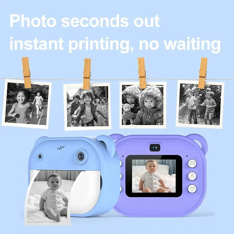 Kids Digital Instant Camera Thermal Photo & Video Toy with GB Memory