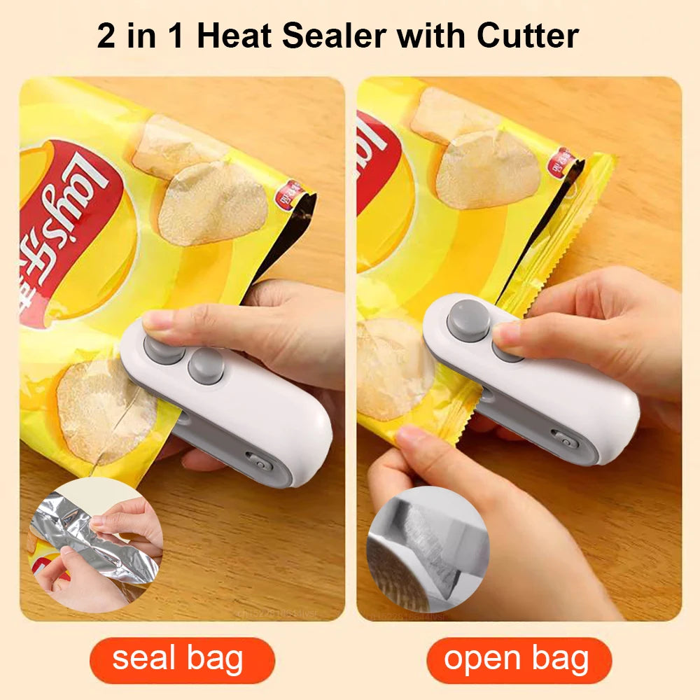 Mini Plastic Bag Sealer Rechargeable in Bag Heat Sealer With Cutter Portable Thermal Sealer Plastic Bags Sealant Machine