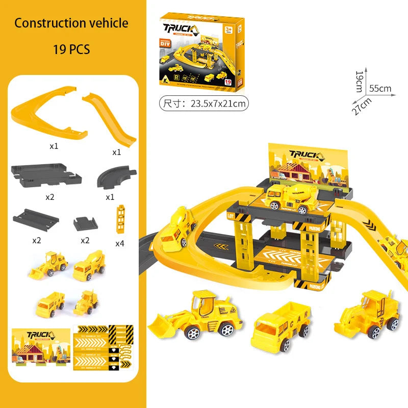 Childrens Track Parking Lot Fire Truck Police Engineering Premium & Affordable