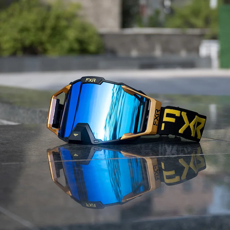 FXR Motorcycle Glasses Double Layer Anti Fog Lens Motocross Goggles Dirt Bike ATV Ski Goggles Moto Outdoor Cycling Sunglasses