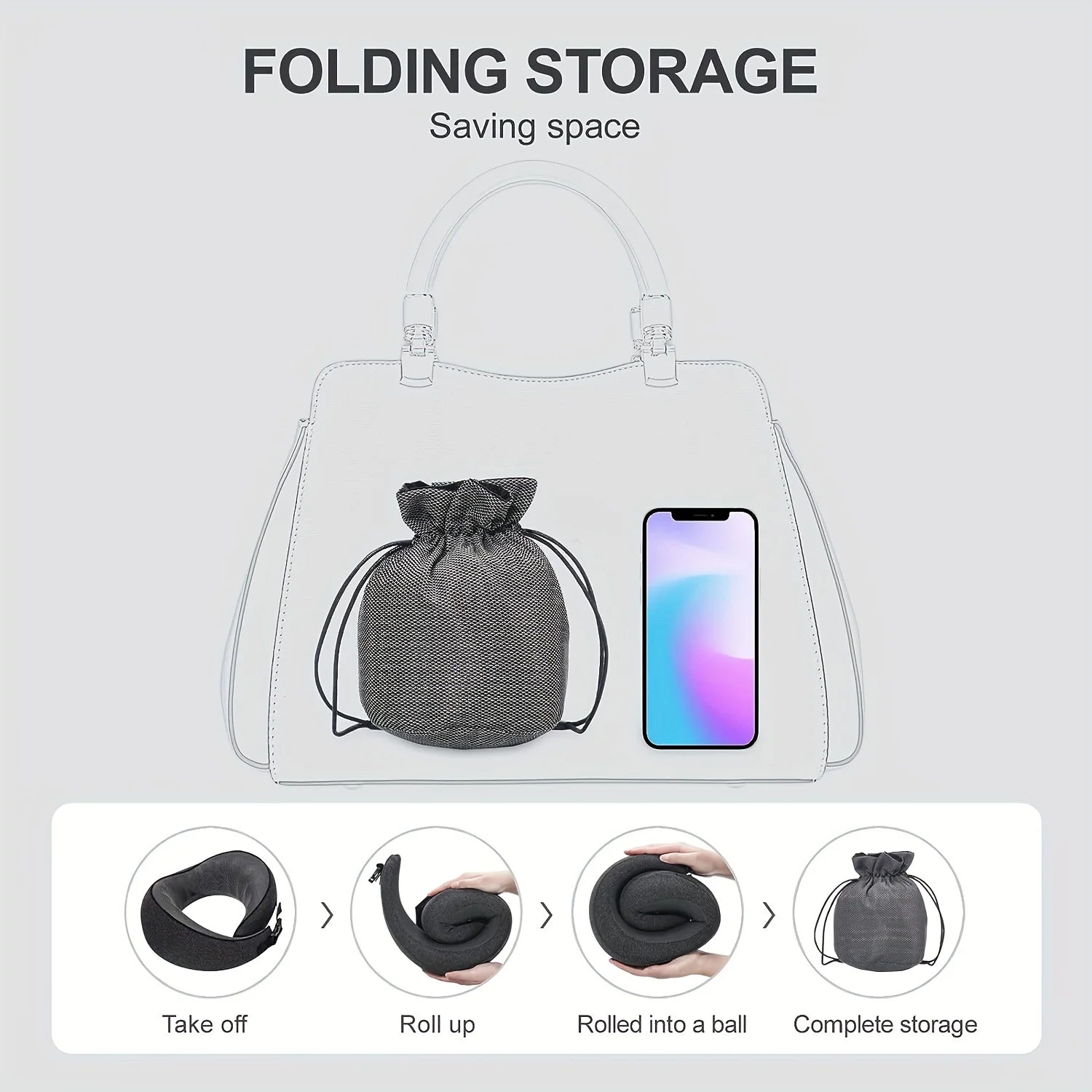 1pc Travel Pillow Pure Memory Foam Neck Pillow, Comfortable & Breathable Cover, Machine Washable, Airplane Travel Kit With Luxur - Zecs shopping