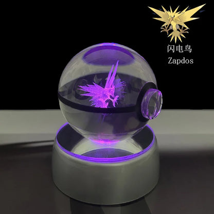 Pokemon 3D Crystal Ball LED Night Light – Pikachu, Gengar, Eevee & Mewtwo Collectible Lamp