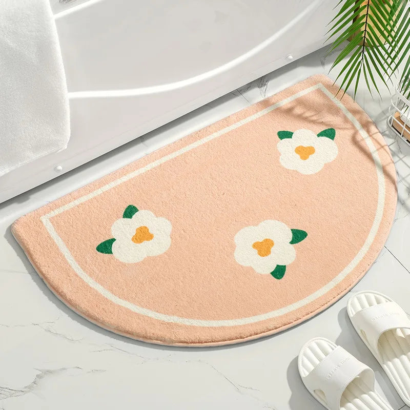 Soft Floor Mats Small Fresh Text Flowers Rugs Home Entrance Carpet Bedroom Toilet Bathroom Door Absorbent Non-Slip Foot Pad - Zecs shopping