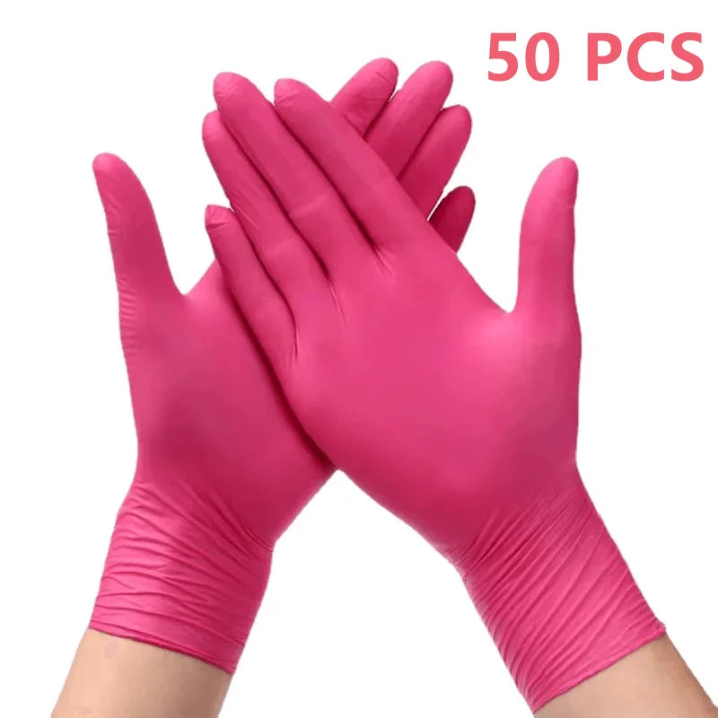 Pink Nitrile Disposable Gloves PCS Powder & Latex Free Gloves for Kitchen Cooking Household Beauty Petcare Hair Dye Gloves