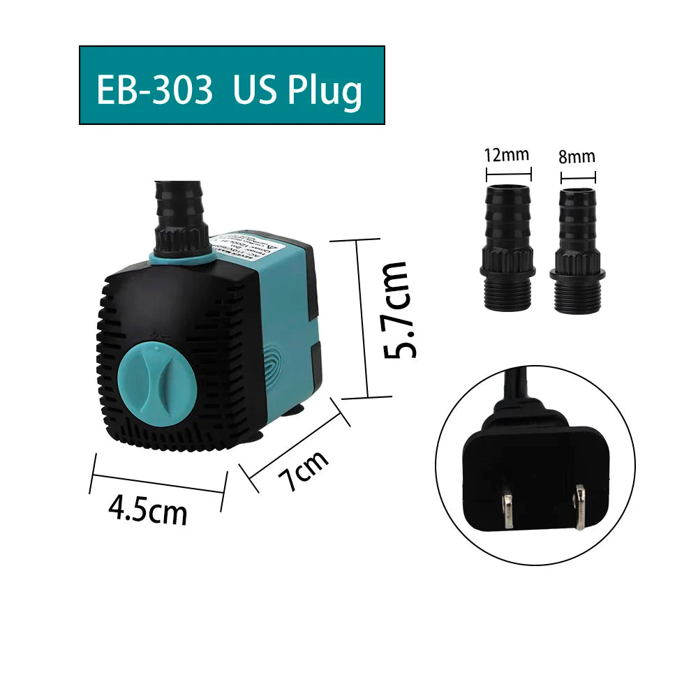 Fish Tank Fountain Energy-saving Aquarium Pump Ultra-Quiet Filter Fish Pond EU/US Plug 3/10/25W Submersible Water Pump - Zecs shopping