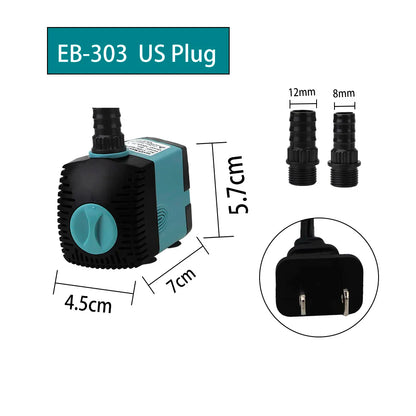 Fish Tank Fountain Energy-saving Aquarium Pump Ultra-Quiet Filter Fish Pond EU/US Plug 3/10/25W Submersible Water Pump - Zecs shopping