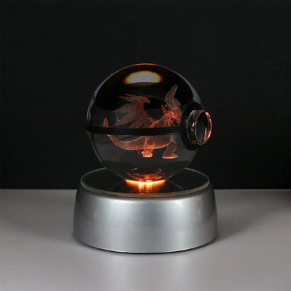 Pokemon 3D Crystal Ball LED Night Light – Pikachu, Gengar, Eevee & Mewtwo Collectible Lamp