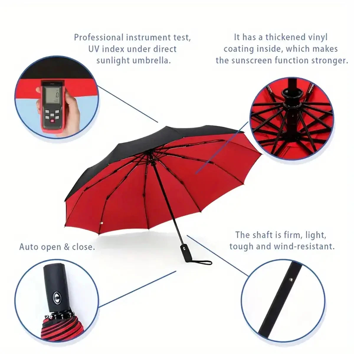 Piece Automatic Folding Umbrella Large Double-Layer Portable Umbrella and Parasol Essential Travel Supplies for Outdoor Use Perfect Valentines Day Gift