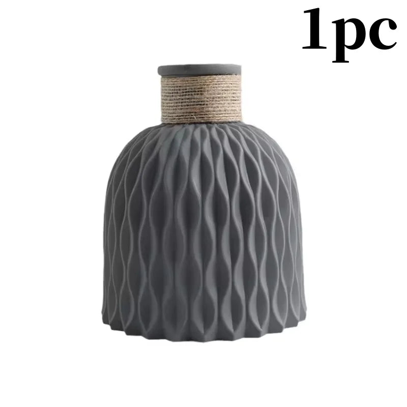1/2Pcs Water Ripple Vase Rope Plastic Flower Pot Arrangement Modern Nordic Style Home Living Room Desktop Decoration Ornament - Zecs shopping