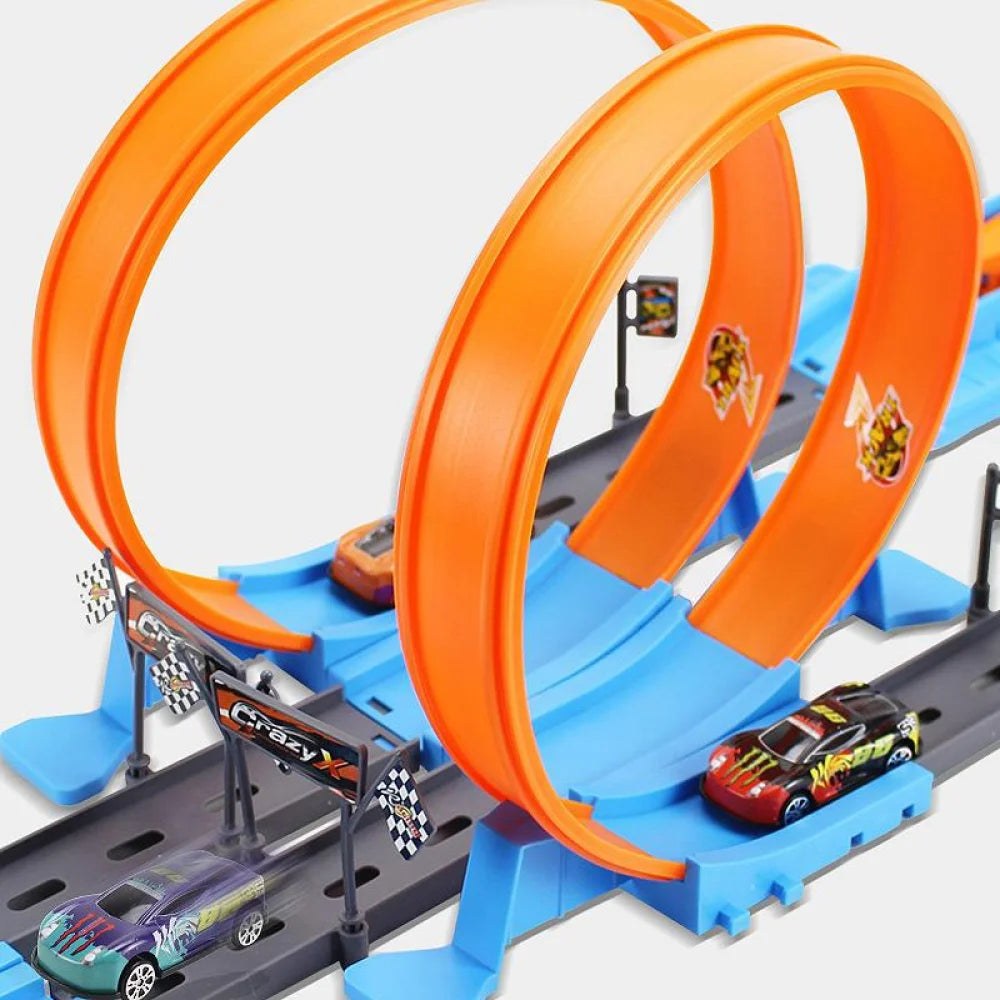 Mini Railway Racing Track Interactive Diecast Car Play Set for Kids